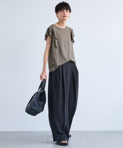 BARNYARDSTORM（バンヤードストーム）の「BARNYARDSTORM / イージーワイドパンツ【吸水速乾・接触冷感】ハンドウォッシャブル（スラックス・レディース・グレー/ブラック/ブルー・0/1）」の12枚目の写真