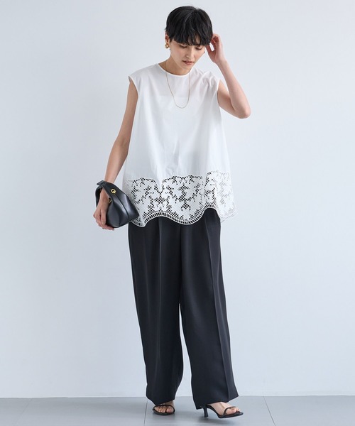 BARNYARDSTORM（バンヤードストーム）の「BARNYARDSTORM / イージーワイドパンツ【吸水速乾・接触冷感】ハンドウォッシャブル（スラックス・レディース・グレー/ブラック/ブルー・0/1）」の17枚目の写真