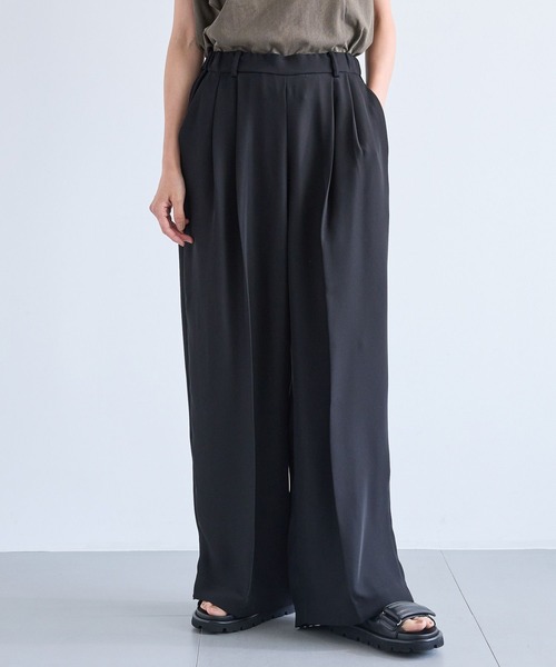 BARNYARDSTORM（バンヤードストーム）の「BARNYARDSTORM / イージーワイドパンツ【吸水速乾・接触冷感】ハンドウォッシャブル（スラックス・レディース・グレー/ブラック/ブルー・0/1）」の18枚目の写真