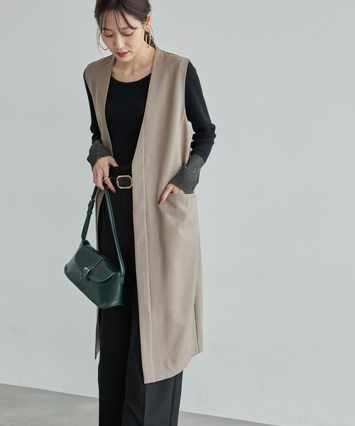 セール】スリーブレスロングジレ/セットアップ対応・リンクコーデ