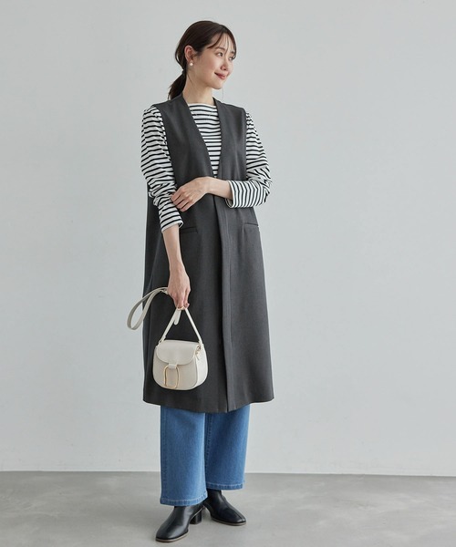 セール】スリーブレスロングジレ/セットアップ対応・リンクコーデ
