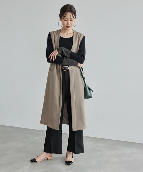 セール】スリーブレスロングジレ/セットアップ対応・リンクコーデ
