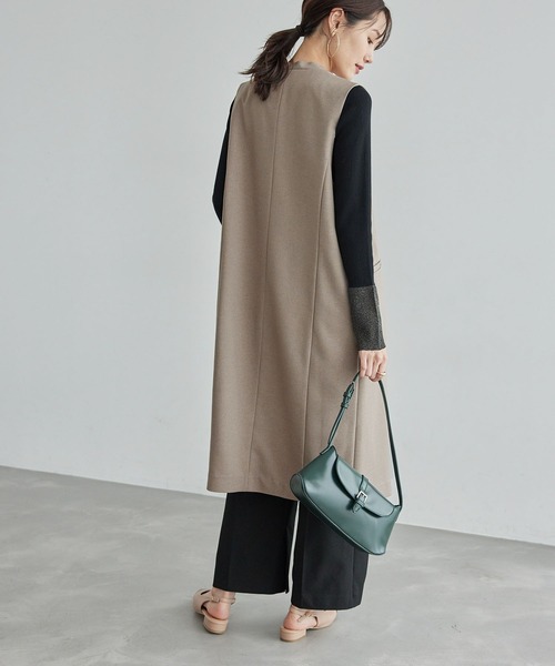 ROPE' PICNIC（ロペピクニック）の「スリーブレスロングジレ/セットアップ対応・リンクコーデ（ベスト・レディース・ベージュ/チャコールグレー・38）」の10枚目の写真