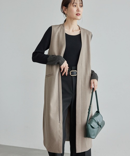 セール】スリーブレスロングジレ/セットアップ対応・リンクコーデ