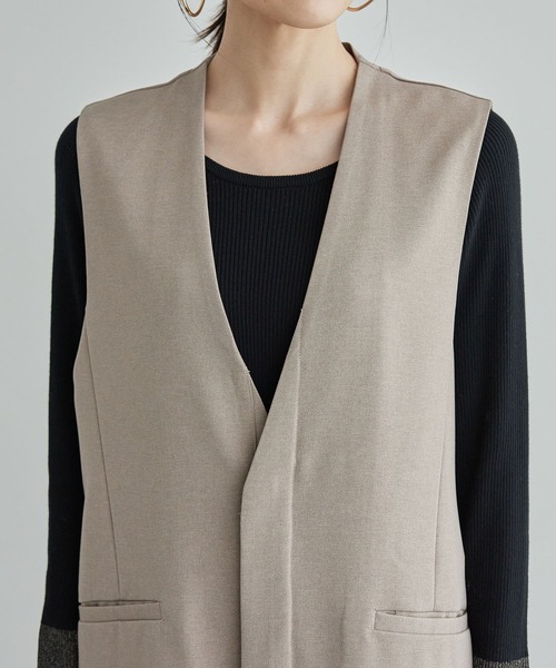 ROPE' PICNIC（ロペピクニック）の「スリーブレスロングジレ/セットアップ対応・リンクコーデ（ベスト・レディース・ベージュ/チャコールグレー・38）」の16枚目の写真