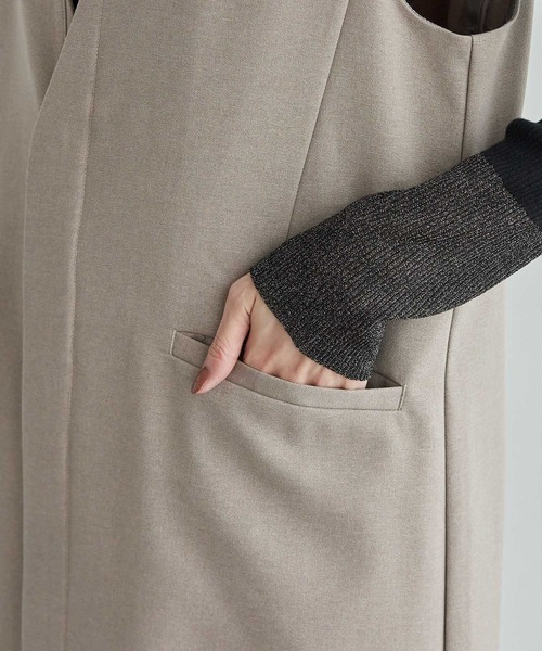 ROPE' PICNIC（ロペピクニック）の「スリーブレスロングジレ/セットアップ対応・リンクコーデ（ベスト・レディース・ベージュ/チャコールグレー・38）」の18枚目の写真
