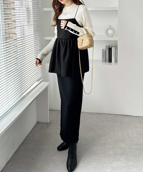 GeeRA(ジーラ)の「もちもちリブ袖口ボタン配色ハイネックニット(ニット/セーター・レディース・ブラック/杢グレー/オフホワイト/ホワイト系その他/ベージュ/グレー系その他/ライム・X-LARGE/LARGE/MEDIUM/SMALL)」の21枚目の写真