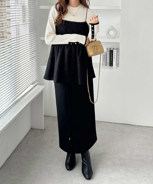 GeeRA(ジーラ)の「もちもちリブ袖口ボタン配色ハイネックニット(ニット/セーター・レディース・ブラック/杢グレー/オフホワイト/ホワイト系その他/ベージュ/グレー系その他/ライム・X-LARGE/LARGE/MEDIUM/SMALL)」の22枚目の写真