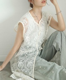 フロントスリットレースワンピース