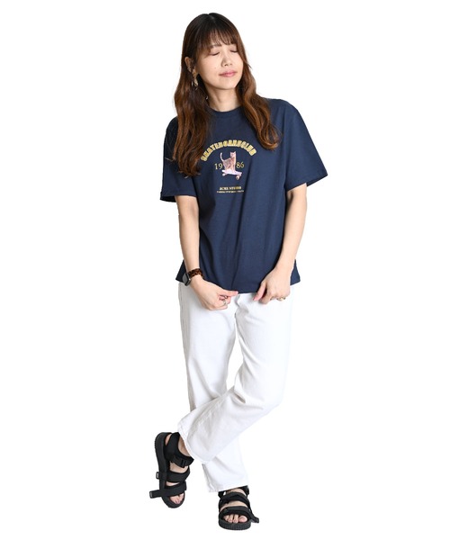 MARAI（マーライ）の「キャットロゴプリントTシャツ 半袖（Tシャツ/カットソー・レディース・ネイビー/ホワイト・FREE）」の3枚目の写真