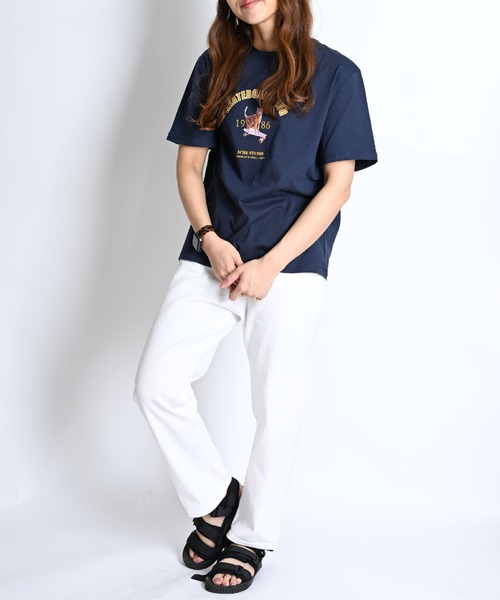 MARAI（マーライ）の「キャットロゴプリントTシャツ 半袖（Tシャツ/カットソー・レディース・ネイビー/ホワイト・FREE）」の4枚目の写真