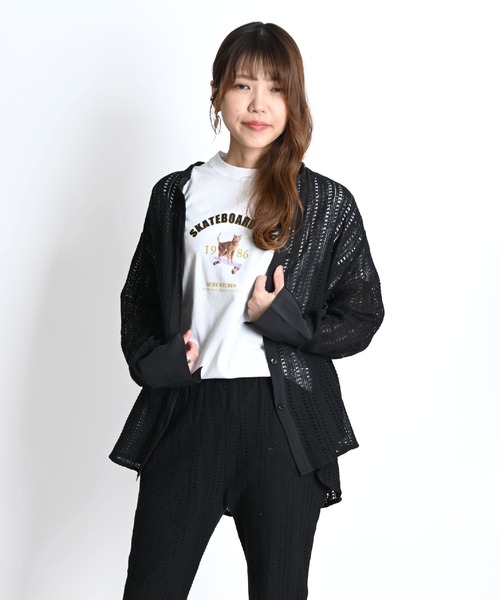 MARAI（マーライ）の「キャットロゴプリントTシャツ 半袖（Tシャツ/カットソー・レディース・ネイビー/ホワイト・FREE）」の19枚目の写真