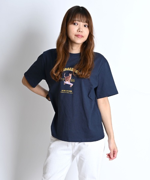 MARAI（マーライ）の「キャットロゴプリントTシャツ 半袖（Tシャツ/カットソー・レディース・ネイビー/ホワイト・FREE）」の6枚目の写真
