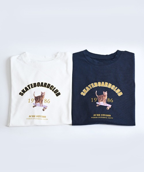 MARAI（マーライ）の「キャットロゴプリントTシャツ 半袖（Tシャツ/カットソー・レディース・ネイビー/ホワイト・FREE）」の11枚目の写真