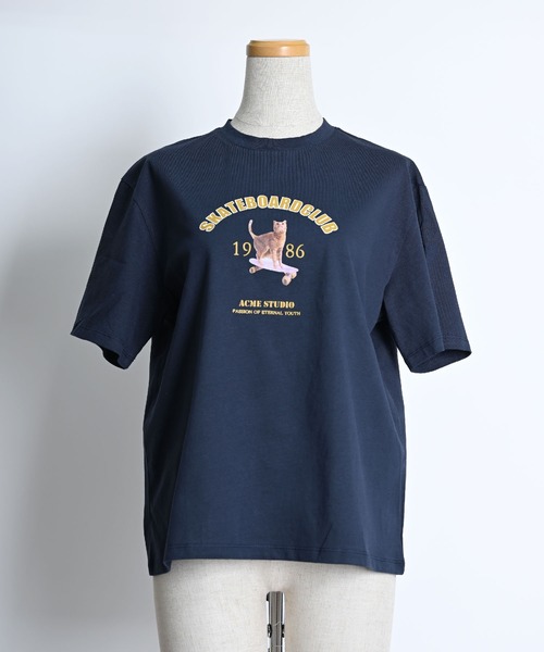 MARAI（マーライ）の「キャットロゴプリントTシャツ 半袖（Tシャツ/カットソー・レディース・ネイビー/ホワイト・FREE）」の12枚目の写真