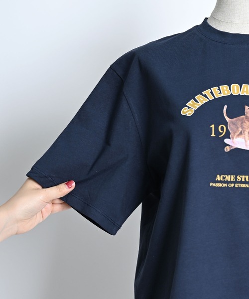 MARAI（マーライ）の「キャットロゴプリントTシャツ 半袖（Tシャツ/カットソー・レディース・ネイビー/ホワイト・FREE）」の13枚目の写真