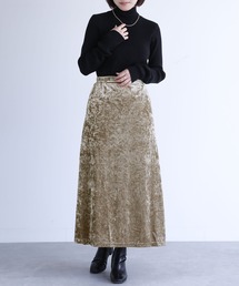 n'OrLABEL | 『クラッシュベロアセミフレアスカート』(スカート)
