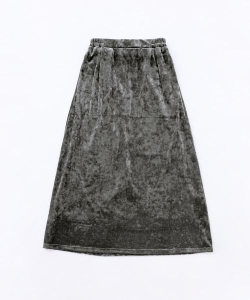 n'OrLABEL（ノアールレーベル）の「『クラッシュベロアセミフレアスカート』（スカート・レディース・チャコール/ベージュ・2/1）」の3枚目の写真
