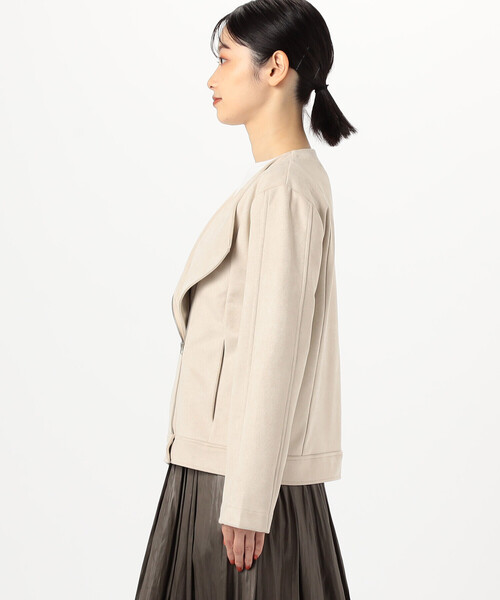 COMME CA ISM（コムサイズム）の「スウェード調　ダンボールニット ライダースジャケット（ライダースジャケット・レディース・ベージュ/ブラウン・LARGE/MEDIUM）」の13枚目の写真