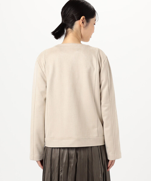 COMME CA ISM（コムサイズム）の「スウェード調　ダンボールニット ライダースジャケット（ライダースジャケット・レディース・ベージュ/ブラウン・LARGE/MEDIUM）」の14枚目の写真