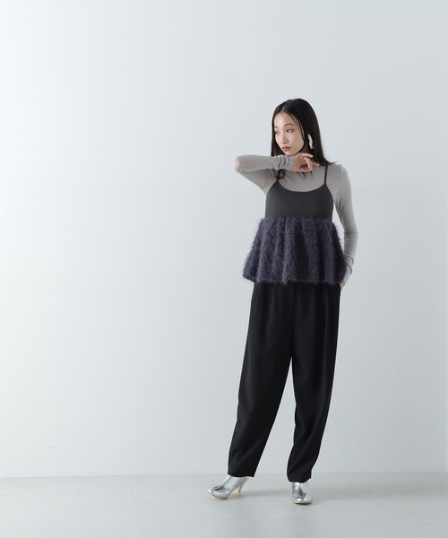 NATURAL BEAUTY BASIC（ナチュラルビューティーベーシック）の「◇ポップコーンシャギーニットキャミソール（キャミソール・レディース・チャコールグレー/オフホワイト・FREE）」の15枚目の写真