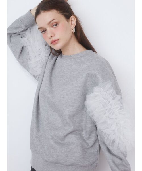 CALNAMUR（カルナムール）の「シアーフリルスウェット（スウェット・レディース・グレー/ブルー/アイボリー・FREE）」の7枚目の写真
