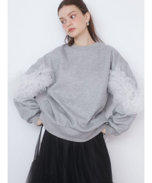 CALNAMUR（カルナムール）の「シアーフリルスウェット（スウェット・レディース・グレー/ブルー/アイボリー・FREE）」の8枚目の写真