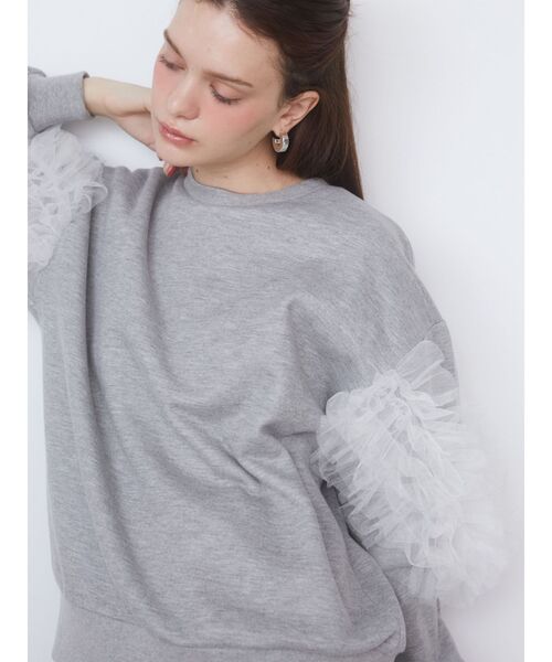 CALNAMUR（カルナムール）の「シアーフリルスウェット（スウェット・レディース・グレー/ブルー/アイボリー・FREE）」の10枚目の写真