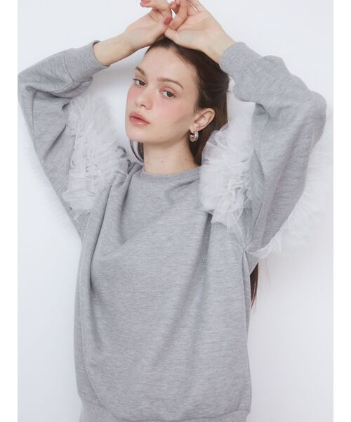 CALNAMUR（カルナムール）の「シアーフリルスウェット（スウェット・レディース・グレー/ブルー/アイボリー・FREE）」の14枚目の写真