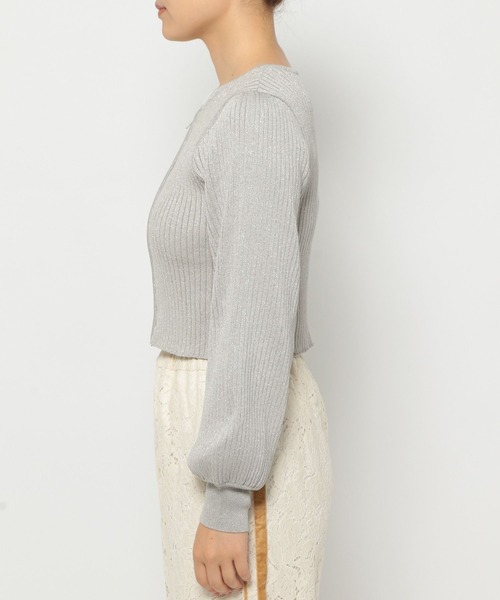 mysty woman（ミスティウーマン）の「ZIPラメリブニットカーディガン　147760（カーディガン/ボレロ・レディース・グリーン/ライトグレー/ブラック/オフホワイト・FREE）」の12枚目の写真