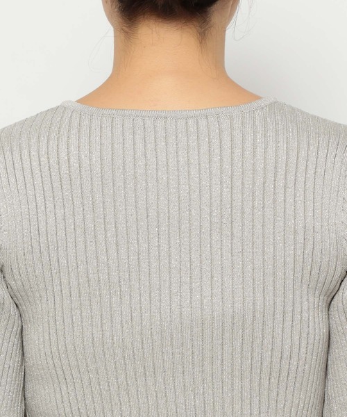 mysty woman（ミスティウーマン）の「ZIPラメリブニットカーディガン　147760（カーディガン/ボレロ・レディース・グリーン/ライトグレー/ブラック/オフホワイト・FREE）」の18枚目の写真