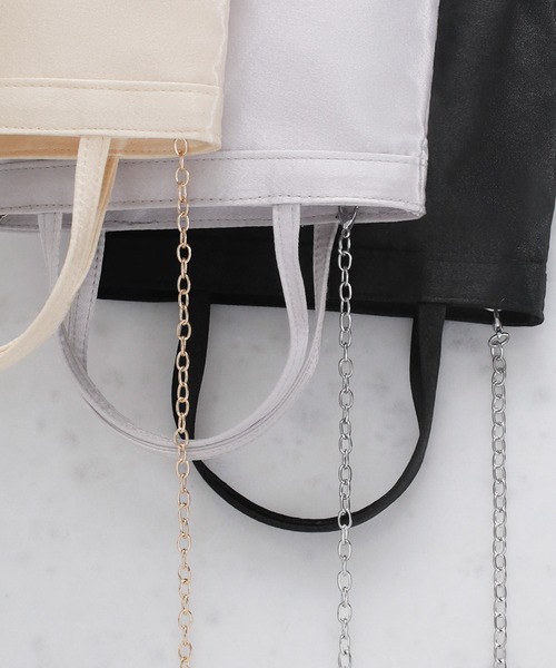 girl（ガール）の「2wayショルダーサテンパーティーサブバッグ 結婚式 パーティー お呼ばれ オケージョン（トートバッグ・レディース・シルバー/ブラック/ゴールド・FREE）」の7枚目の写真