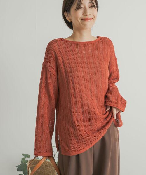 URBAN RESEARCH DOORS（アーバンリサーチドアーズ）の「ウォッシャブル透かし編みニット（ニット/セーター・レディース・ブラック/オレンジ・MEDIUM）」の5枚目の写真