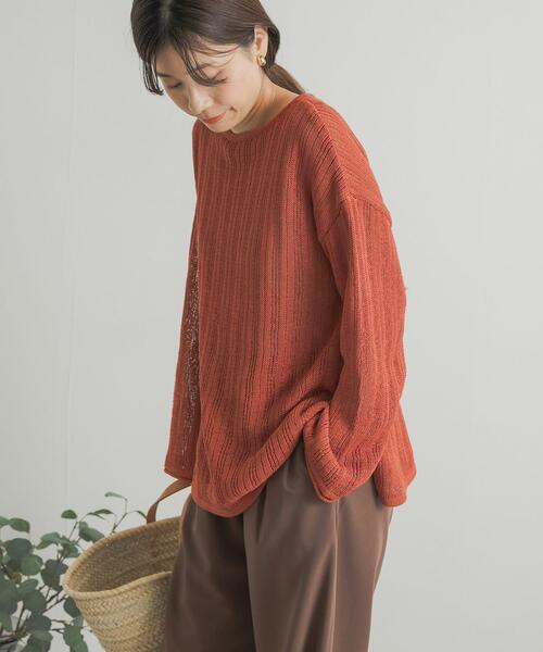 URBAN RESEARCH DOORS（アーバンリサーチドアーズ）の「ウォッシャブル透かし編みニット（ニット/セーター・レディース・ブラック/オレンジ・MEDIUM）」の7枚目の写真