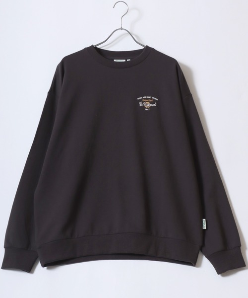 三猿スウェット 黒 マルチフォントオーバーサイズドロングスリーブTシャツ(EZBH