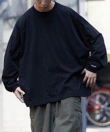 FREAK'S STORE | 限定展開 CHOW DOWN/チャウダウン ワイドシルエット ワンポイント刺繍 クルーネック ロングスリーブTシャツ(Tシャツ/カットソー)