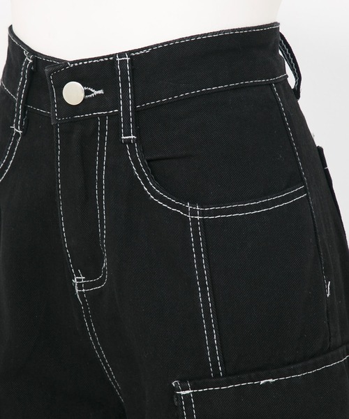 Diable baiser(ディアブルベーゼ)の「ステッチベルトポケットブラックデニムパンツ(デニムパンツ・レディース・ブラック・LARGE/MEDIUM/SMALL/LL)」の8枚目の写真