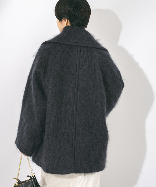 美品【今期】モヘヤMIXシャギーダブルコート セール】モヘヤMIXシャギーダブルコート（その他アウター