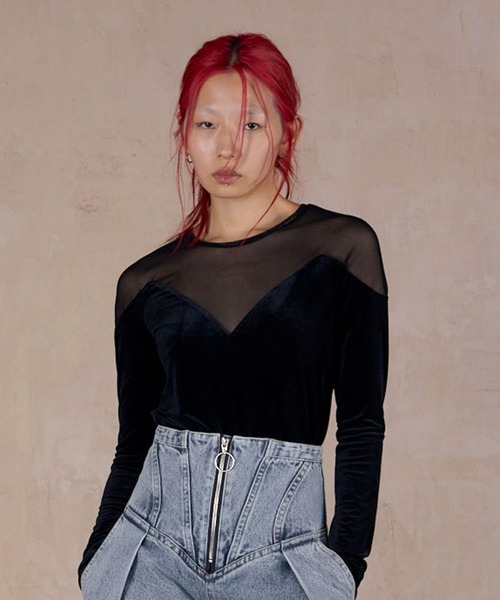 THINGS THAT MATTER（シングス ザット マター）の「DIFFERENT TULLE TOPS / ディファレントチュールトップス（その他トップス・レディース・イエロー/カーキ/ブラック・FREE）」の2枚目の写真