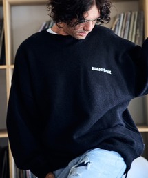 mn3028-shaggy logo crew knit ニット