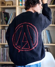mn3028-shaggy logo crew knit ニット