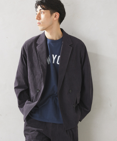 JOURNAL STANDARD relume（ジャーナルスタンダード　レリューム）の「TECH SOLOTEX コーデュロイウォッシャブル ダブルジャケット（テーラードジャケット・メンズ・チャコールグレー/ブラック/チョコ/ベージュ系その他・MEDIUM/LARGE）」の3枚目の写真