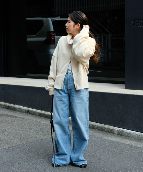 AMERICANA(アメリカーナ)の「【AMERICANA/アメリカーナ】 スタンドジップブルゾン(Tシャツ/カットソー・レディース・チャコールグレー/アイボリー・FREE)」の6枚目の写真