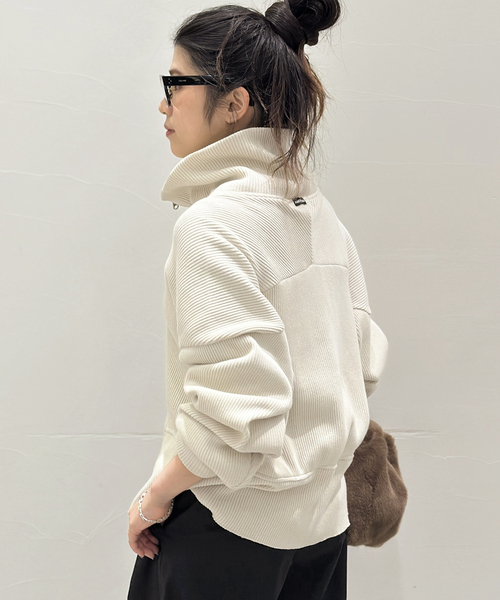 AMERICANA(アメリカーナ)の「【AMERICANA/アメリカーナ】 スタンドジップブルゾン(Tシャツ/カットソー・レディース・チャコールグレー/アイボリー・FREE)」の8枚目の写真