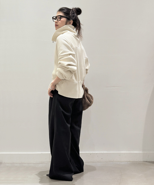 AMERICANA(アメリカーナ)の「【AMERICANA/アメリカーナ】 スタンドジップブルゾン(Tシャツ/カットソー・レディース・チャコールグレー/アイボリー・FREE)」の10枚目の写真