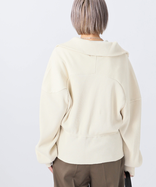 AMERICANA(アメリカーナ)の「【AMERICANA/アメリカーナ】 スタンドジップブルゾン(Tシャツ/カットソー・レディース・チャコールグレー/アイボリー・FREE)」の14枚目の写真