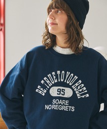 【GILDAN】ギルダン別注 カレッジ ロゴ オーバーサイズ グラフィックプリント スウェットネイビー