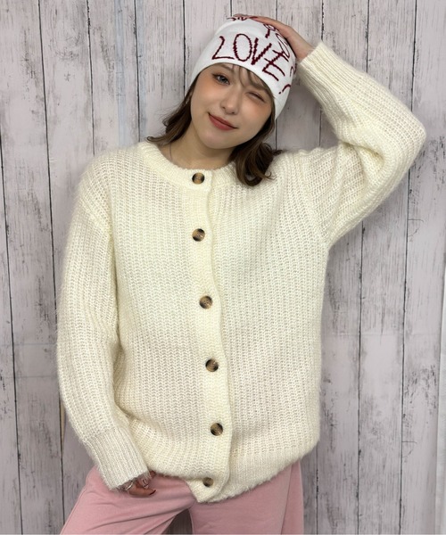 GORGE(ゴージ)の「《ふわもこタッチ》レディース モヘア風クルーニットカーディガン ゆるシルエット 秋冬(カーディガン/ボレロ・レディース・アイボリー/ベージュ・F)」の1枚目の写真