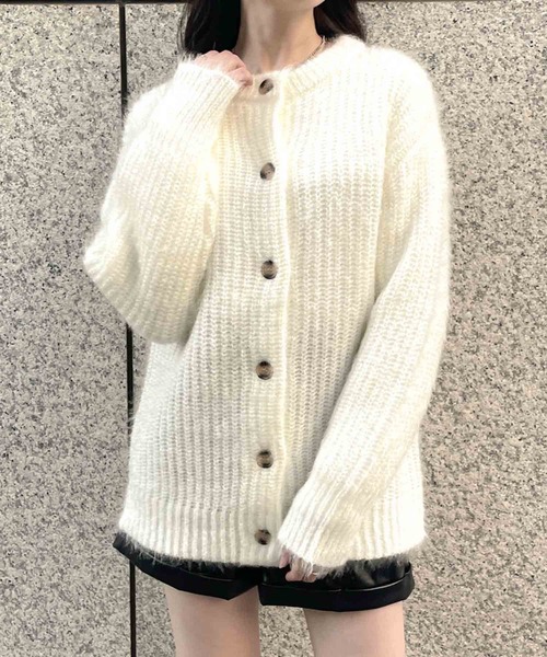 GORGE(ゴージ)の「《ふわもこタッチ》レディース モヘア風クルーニットカーディガン ゆるシルエット 秋冬(カーディガン/ボレロ・レディース・アイボリー/ベージュ・F)」の12枚目の写真