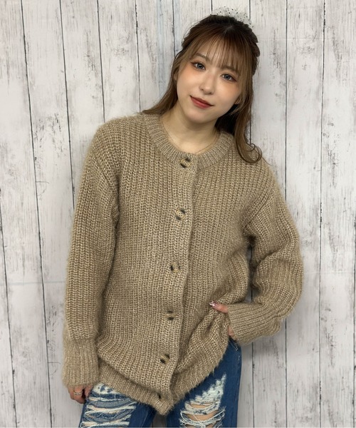 GORGE(ゴージ)の「《ふわもこタッチ》レディース モヘア風クルーニットカーディガン ゆるシルエット 秋冬(カーディガン/ボレロ・レディース・アイボリー/ベージュ・F)」の3枚目の写真